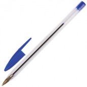 Ручка шариковая STAFF "Basic BP-01", письмо 750 метров, СИНЯЯ, длина корпуса 14 см, линия письма 0,5 мм, 141672