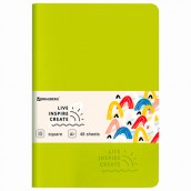 Тетрадь 48 л. в клетку обложка кожзам SoftTouch, сшивка, A5 (147х210мм), САЛАТОВЫЙ, BRAUBERG RAINBOW, 403878