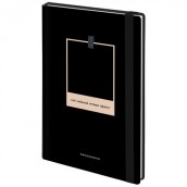 Ежедневник недатированный с резинкой А5 145х203 мм, BRAUBERG, твердый, 128 л., "Black", 116288