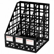 Лоток вертикальный для бумаг BRAUBERG ULTRA, 240 мм, 3 отделения, сетчатый, сборный, черный, 238249