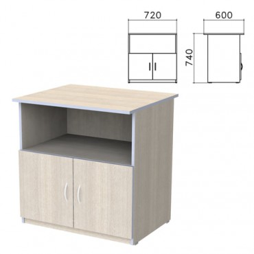 Тумба для оргтехники "Бюджет", 720х600х740 мм, 2 двери, дуб шамони светлый, 402658-430