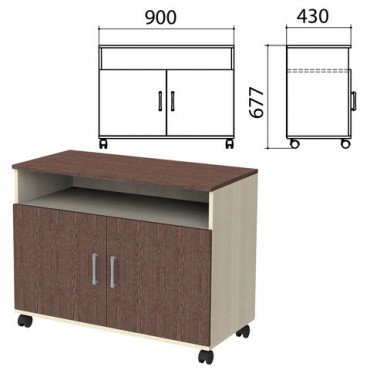 Тумба для оргтехники "Канц", 900х430х620 мм, 2 двери, цвет дуб молочный/венге (КОМПЛЕКТ)