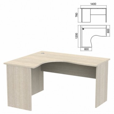 Стол компактный "Арго", 1400х1200х760 мм, левый, ясень шимо (КОМПЛЕКТ)