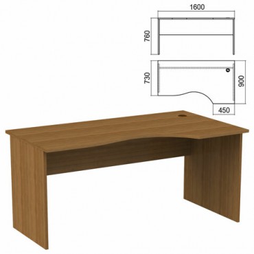 Стол эргономичный "Арго", 1600х900х760 мм, правый, орех (КОМПЛЕКТ)