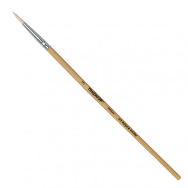 Кисть ПИФАГОР, КОЗА, круглая, № 3, деревянная лакированная ручка, с колпачком, 200826