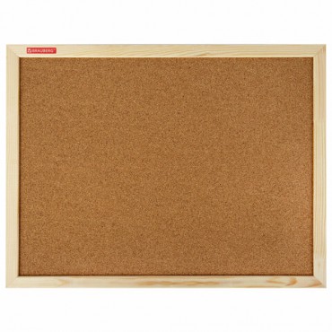 Доска пробковая для объявлений 45х60 см, деревянная рамка, BRAUBERG Wood, 238310